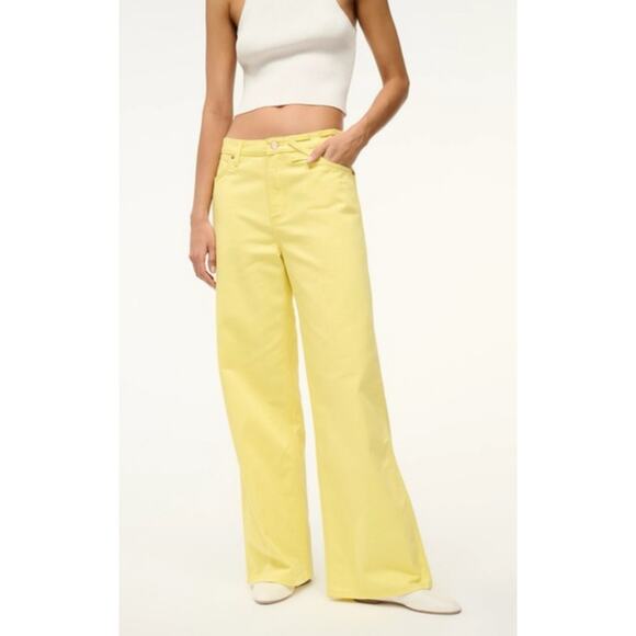 Staud + Wrangler The Loose Jean Mid Ultra Relaxed Fit Yellow Women's 30x32 New - Picture 1 of 14